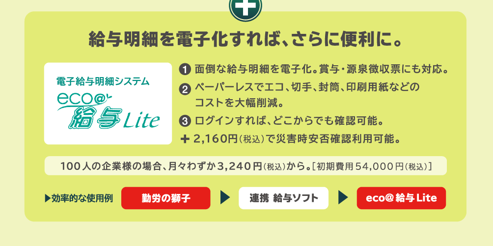 給与明細を電子化すれば、さらに便利に。【電子給与明細システム　eco@給与Lite】